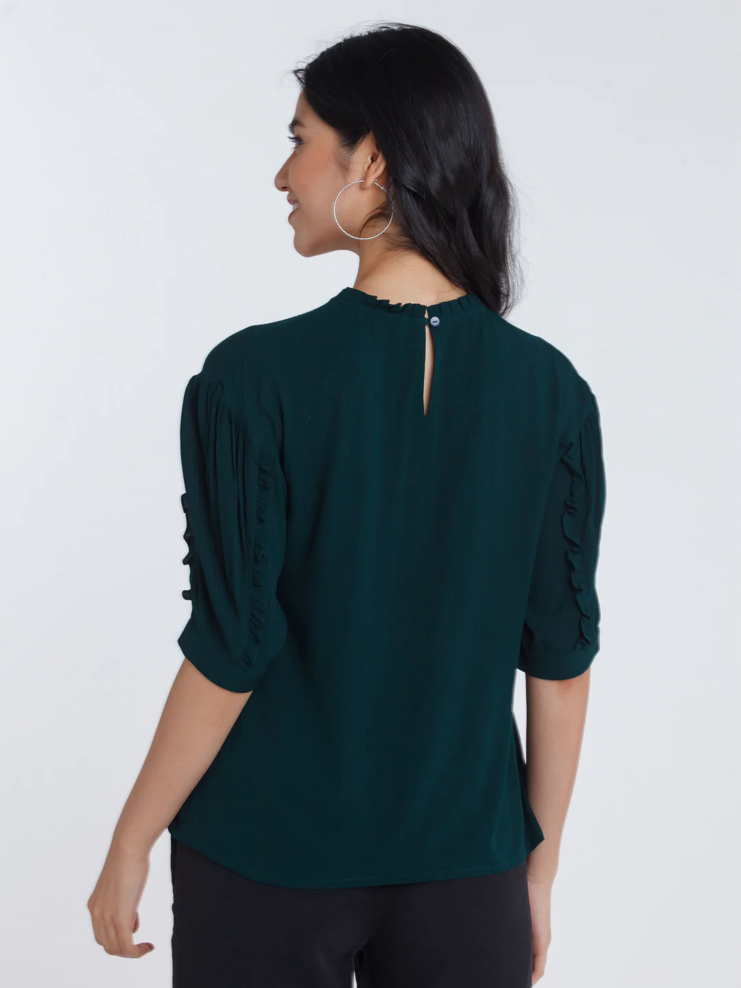 Green Solid Frill Top - Image 4
