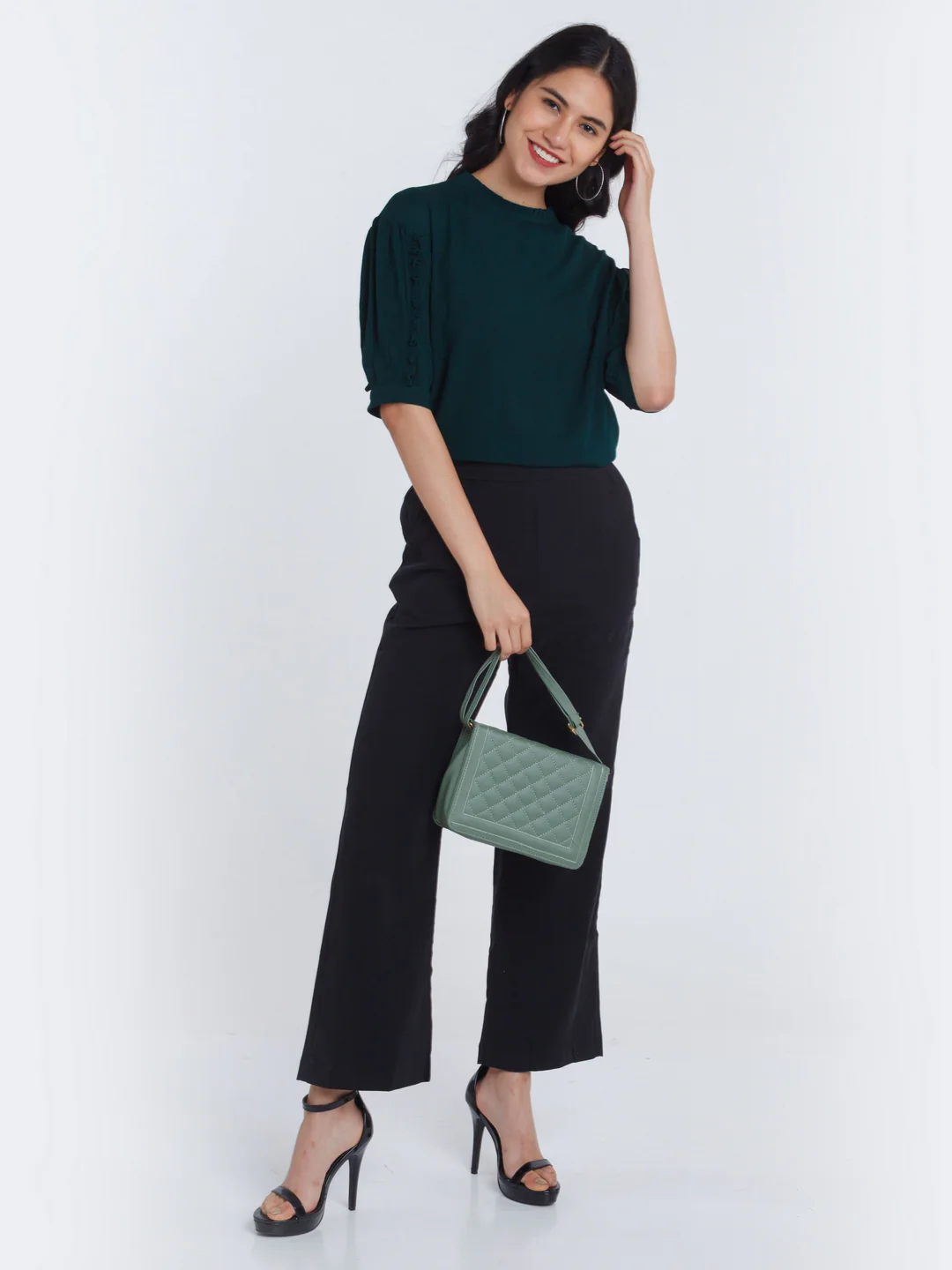 Green Solid Frill Top - Image 5