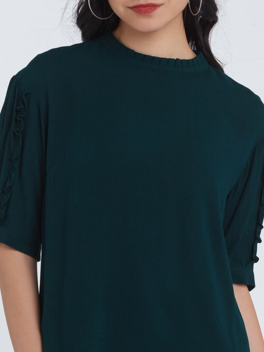 Green Solid Frill Top - Image 6