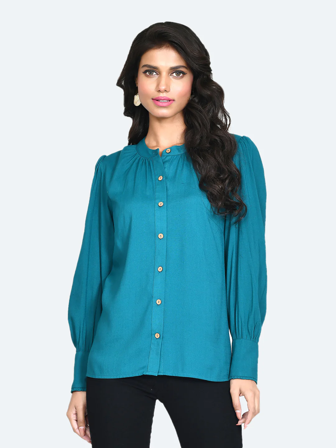 Green Solid Frill Top - Image 2