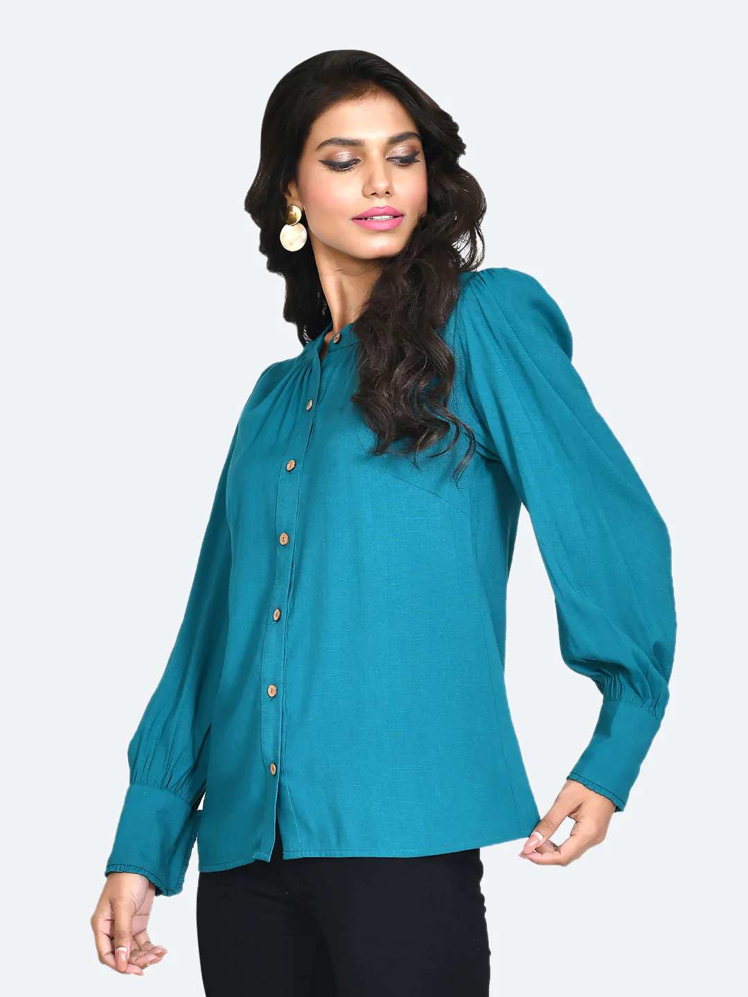 Green Solid Frill Top - Image 3