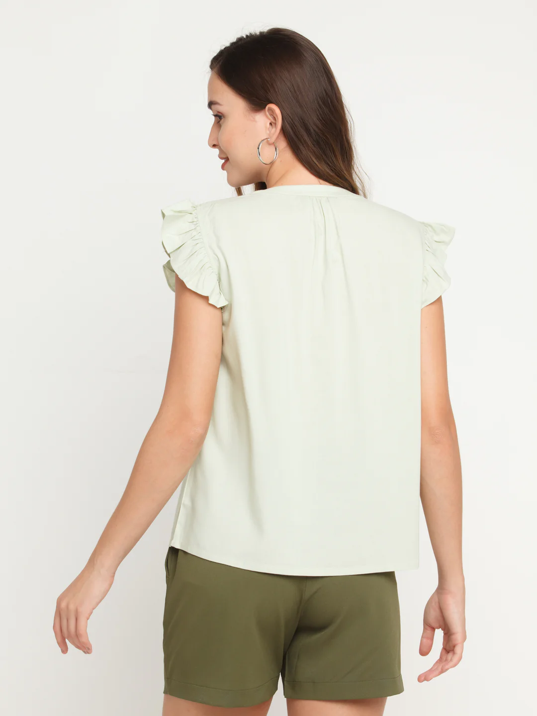 Green Solid Gathered Top - Image 4