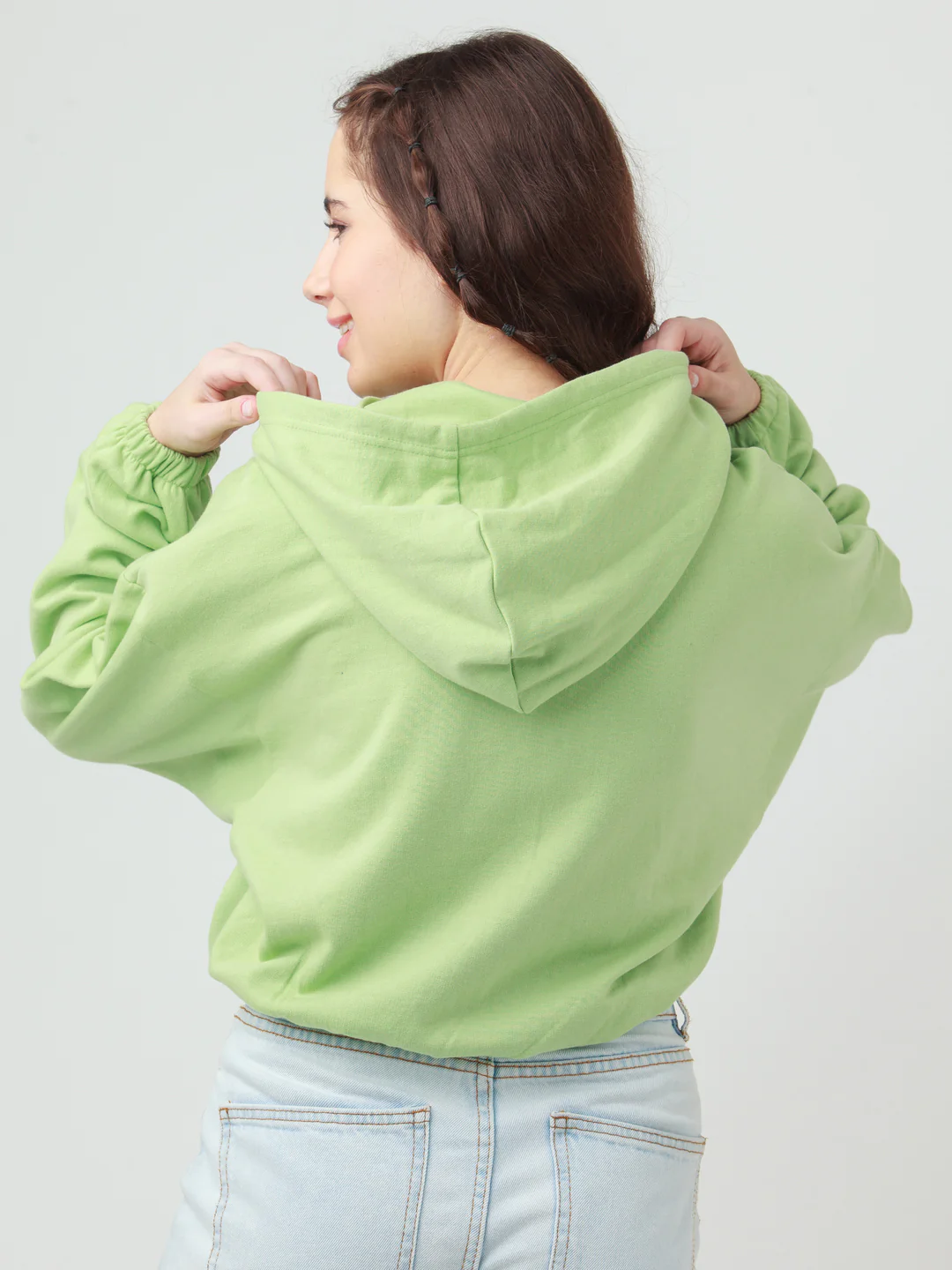 Green Solid Hoodie Sweatshirt - Image 4