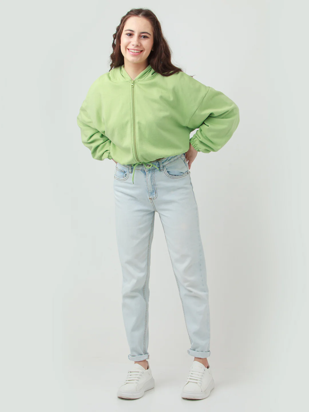 Green Solid Hoodie Sweatshirt - Image 5