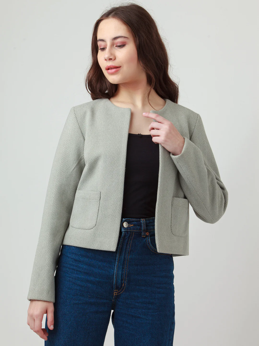 Green Solid Jacket - Image 2