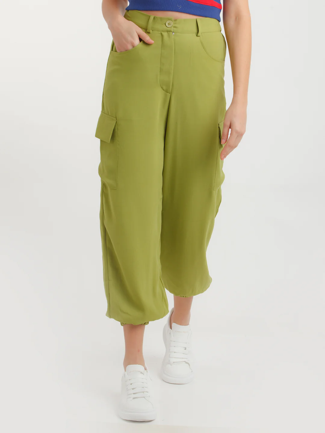 Green Solid Joggers - Image 2