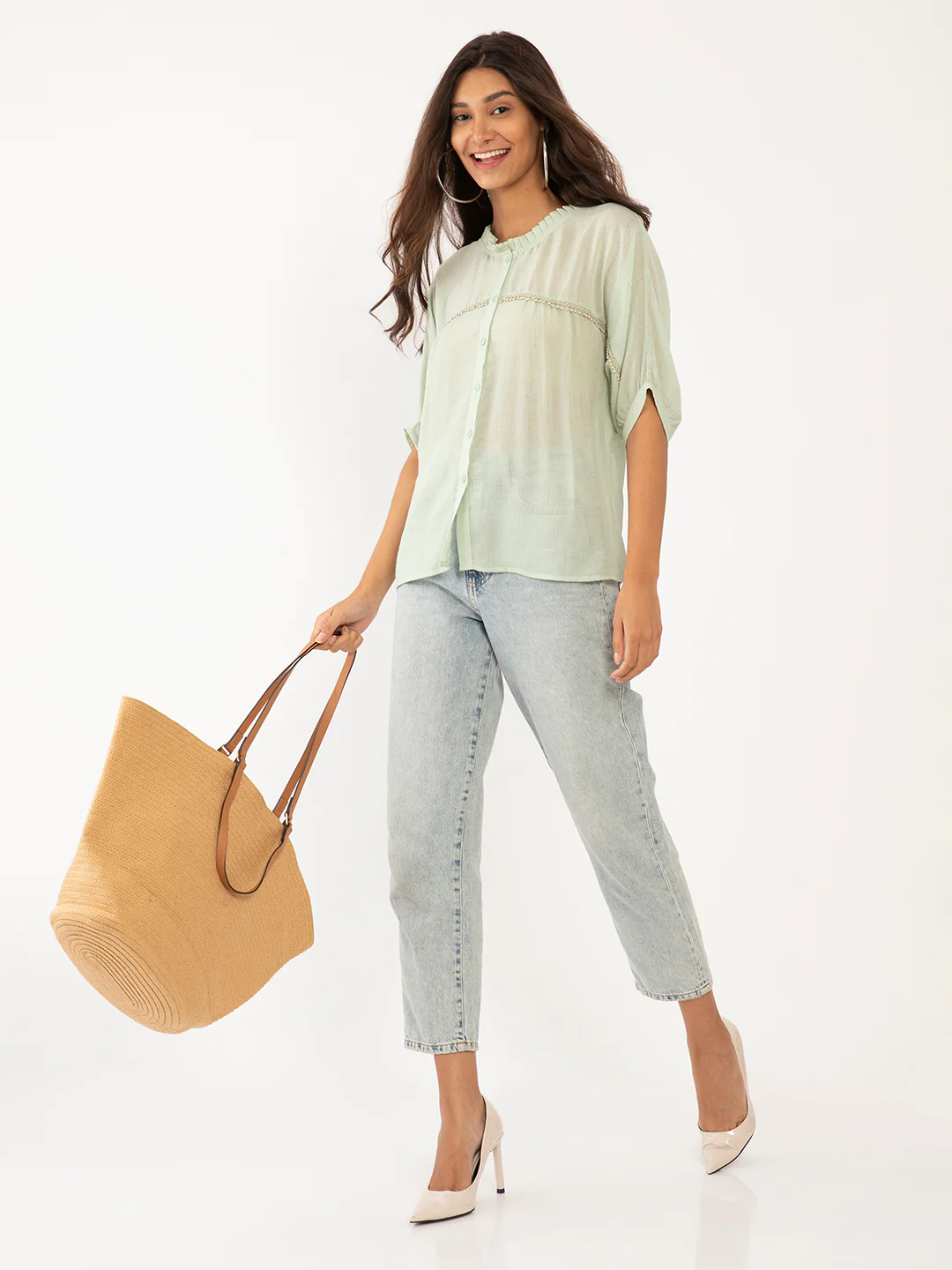 Green Solid Lace Top - Image 5