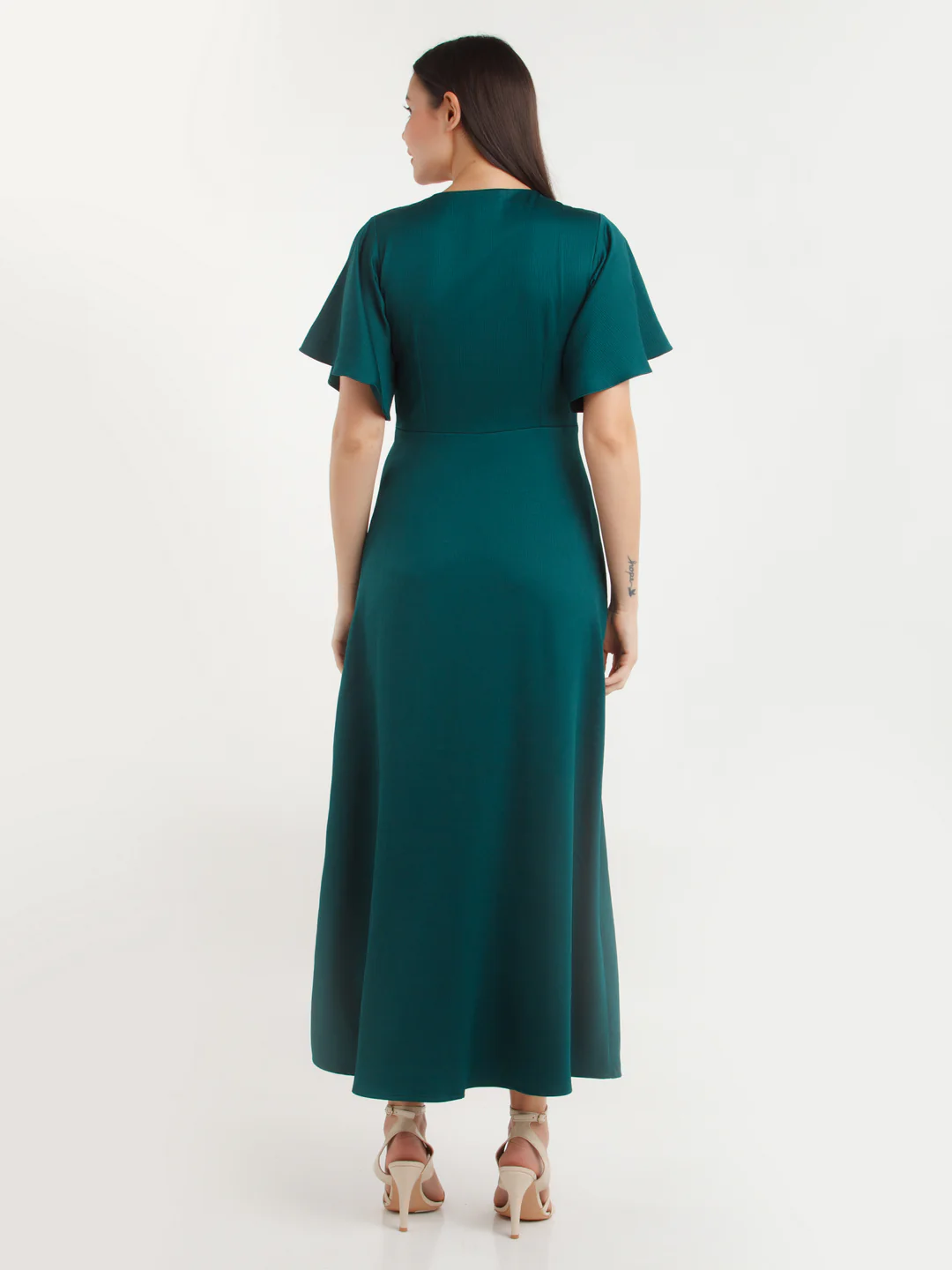 Green Solid Maxi Dress - Image 4