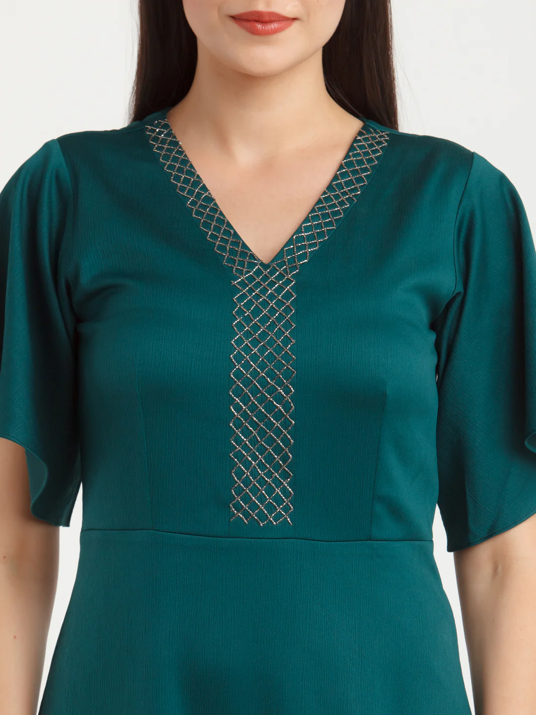 Green Solid Maxi Dress - Image 6