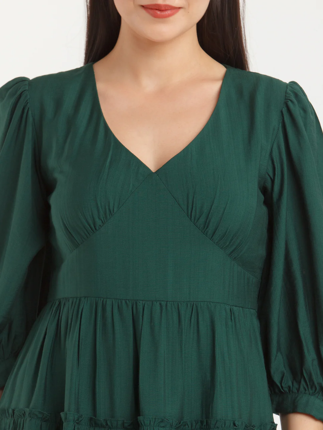 Green Solid Mini Dress - Image 6