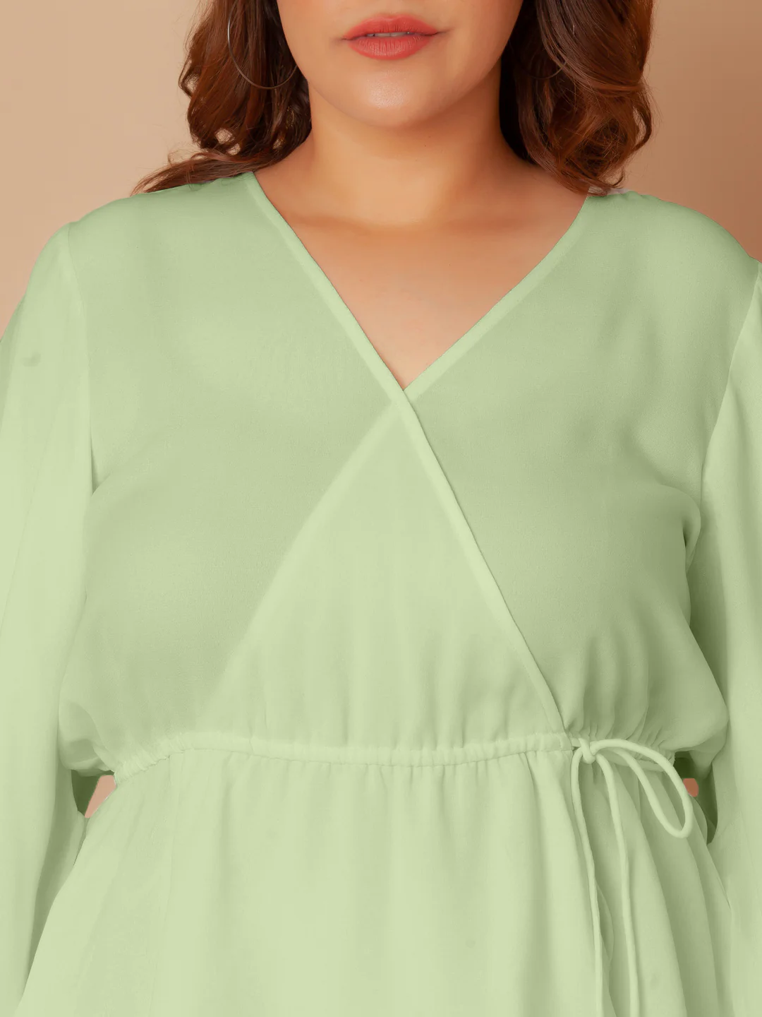 Green Solid Peplum Top - Image 5