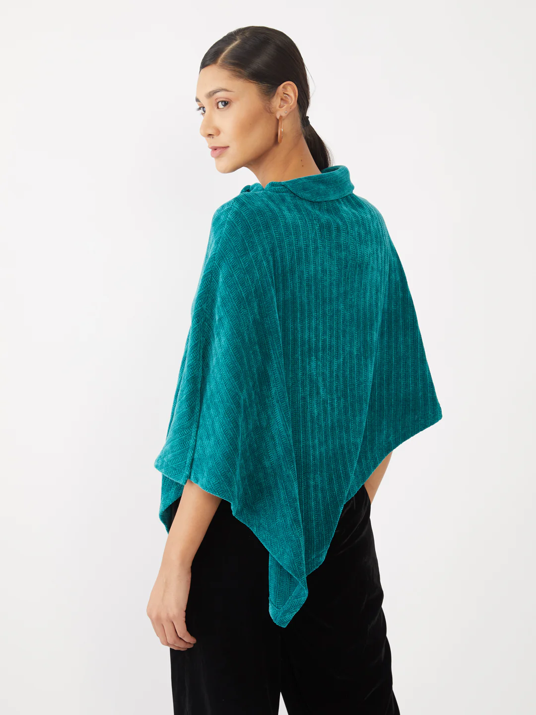 Green Solid Poncho - Image 4