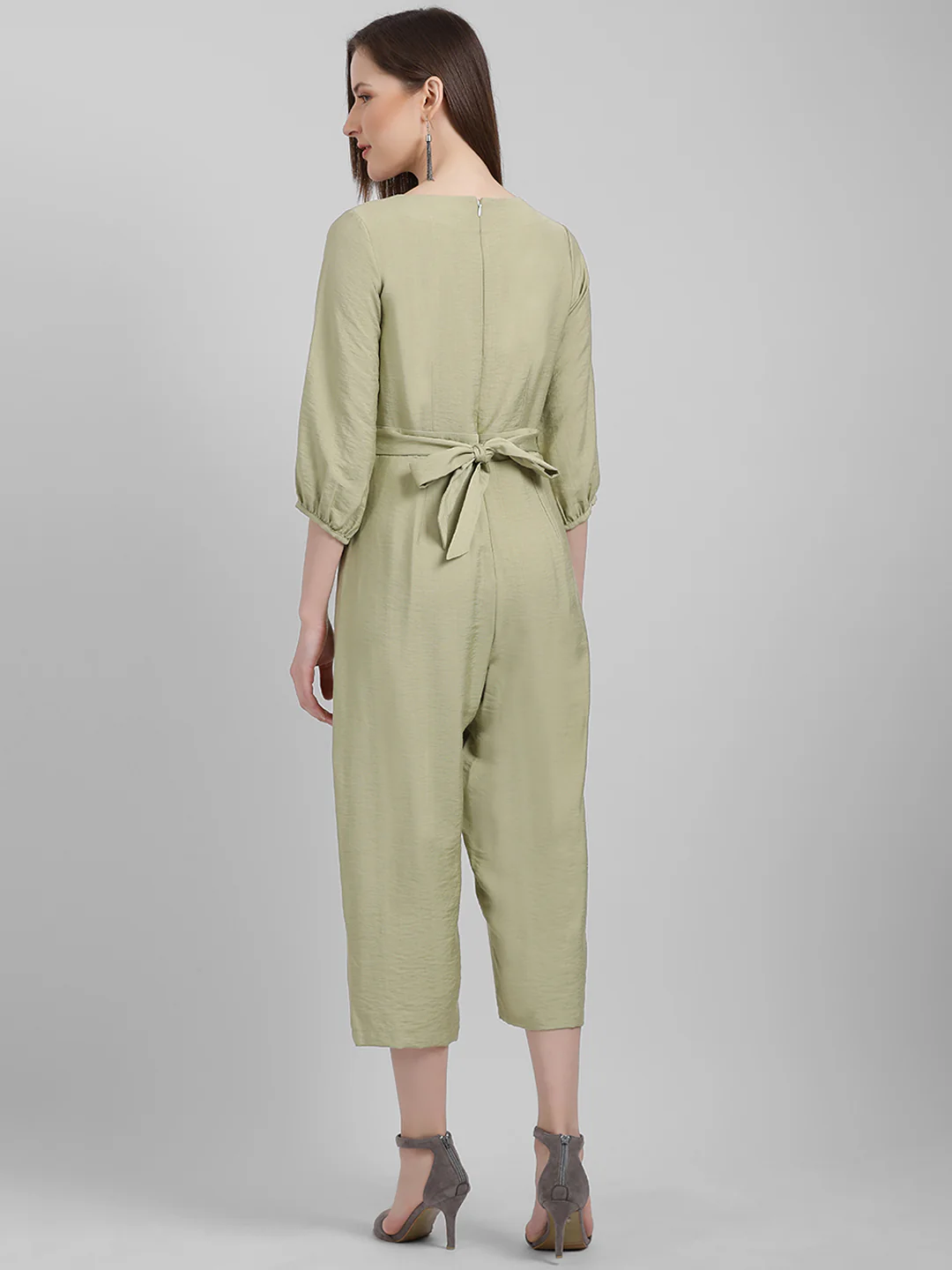 Green Solid Regular Jumpsuit - Image 5