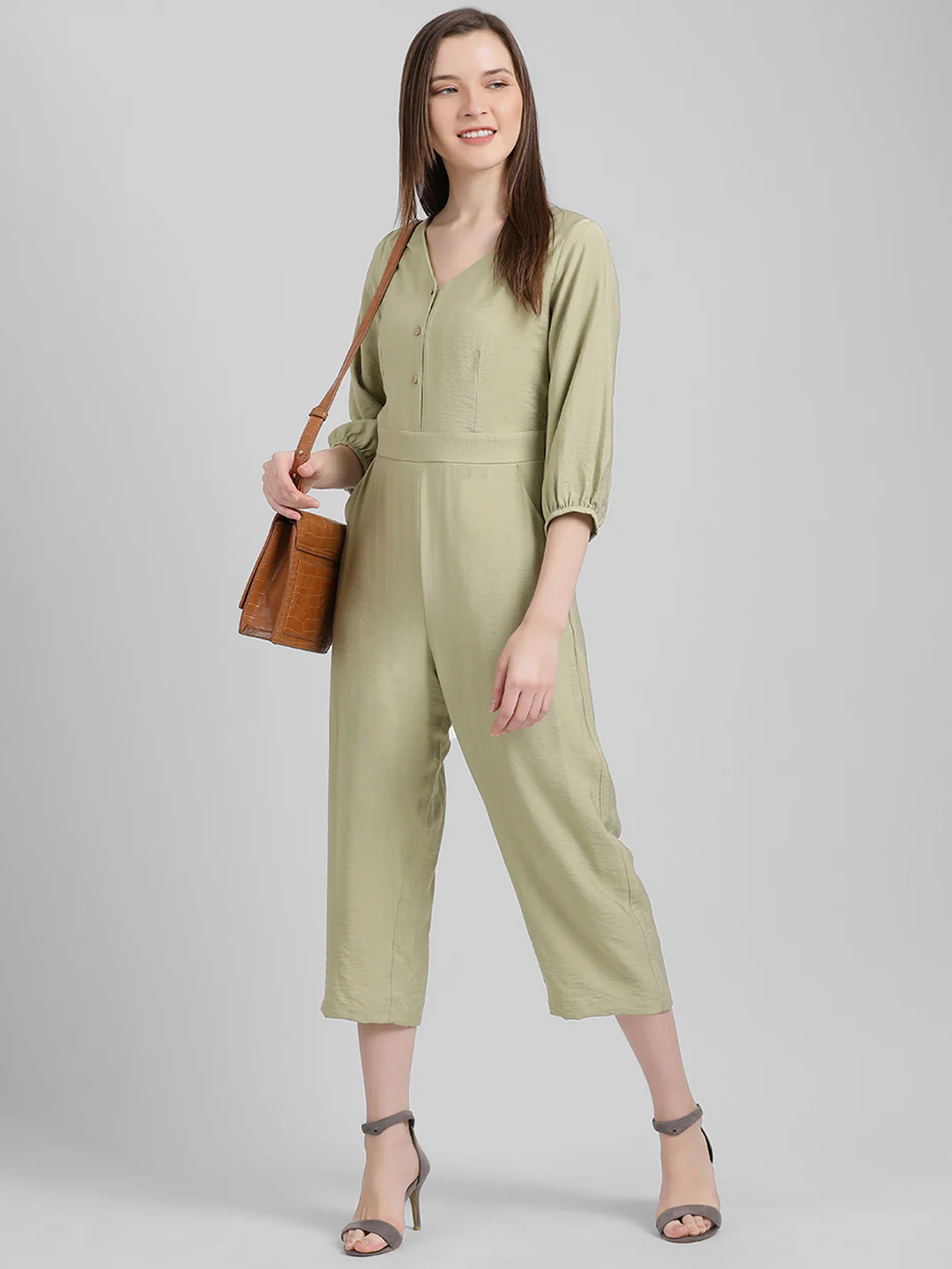 Green Solid Regular Jumpsuit - Image 6