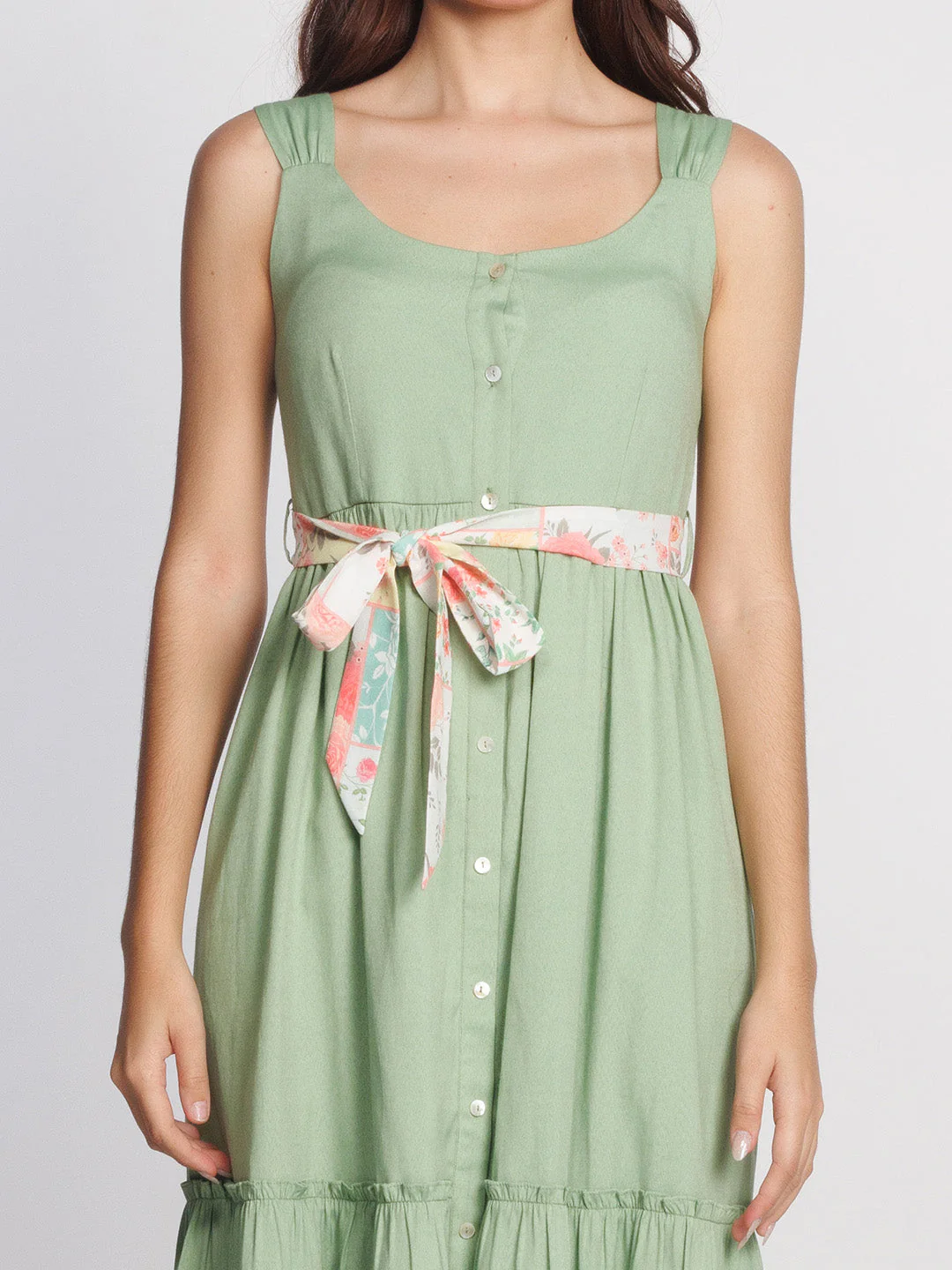 Green Solid Regular Midi Dress - Image 6
