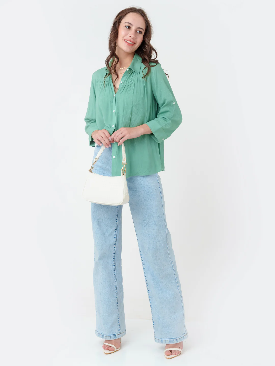 Green Solid Regular Shirt - Image 5