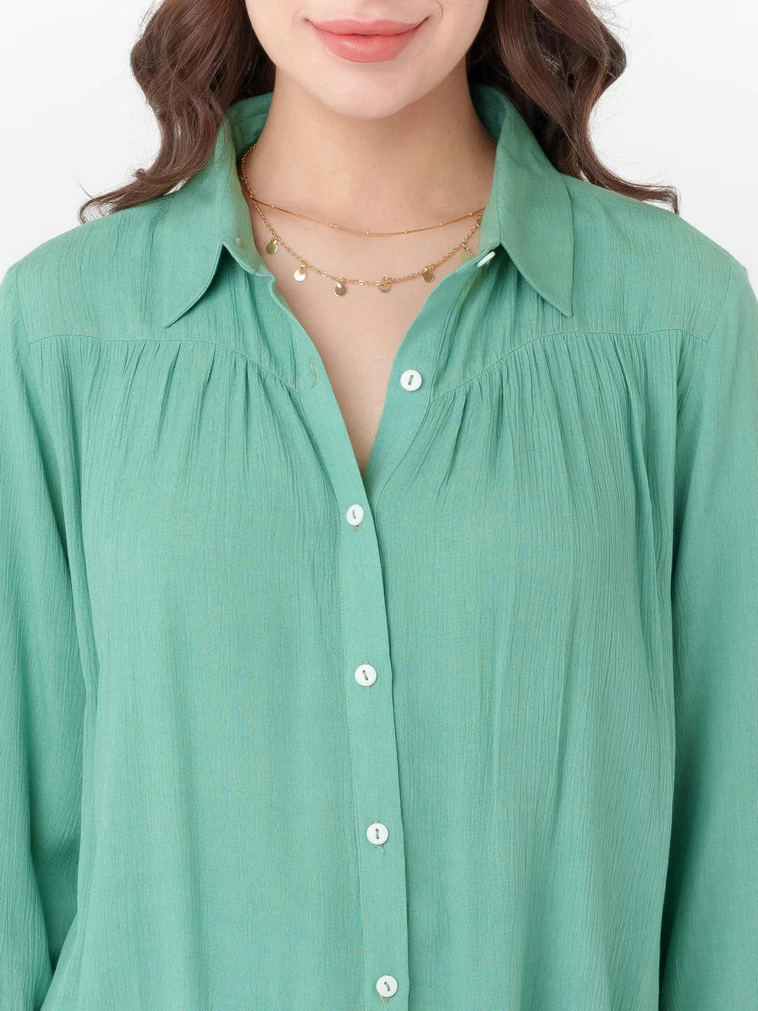 Green Solid Regular Shirt - Image 6