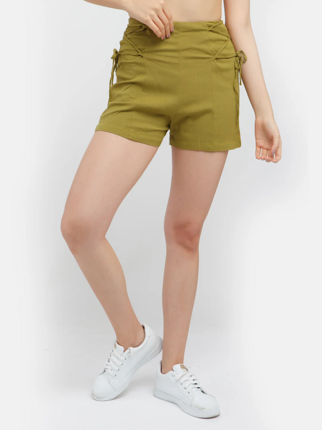 Green Solid Regular Shorts - Image 2