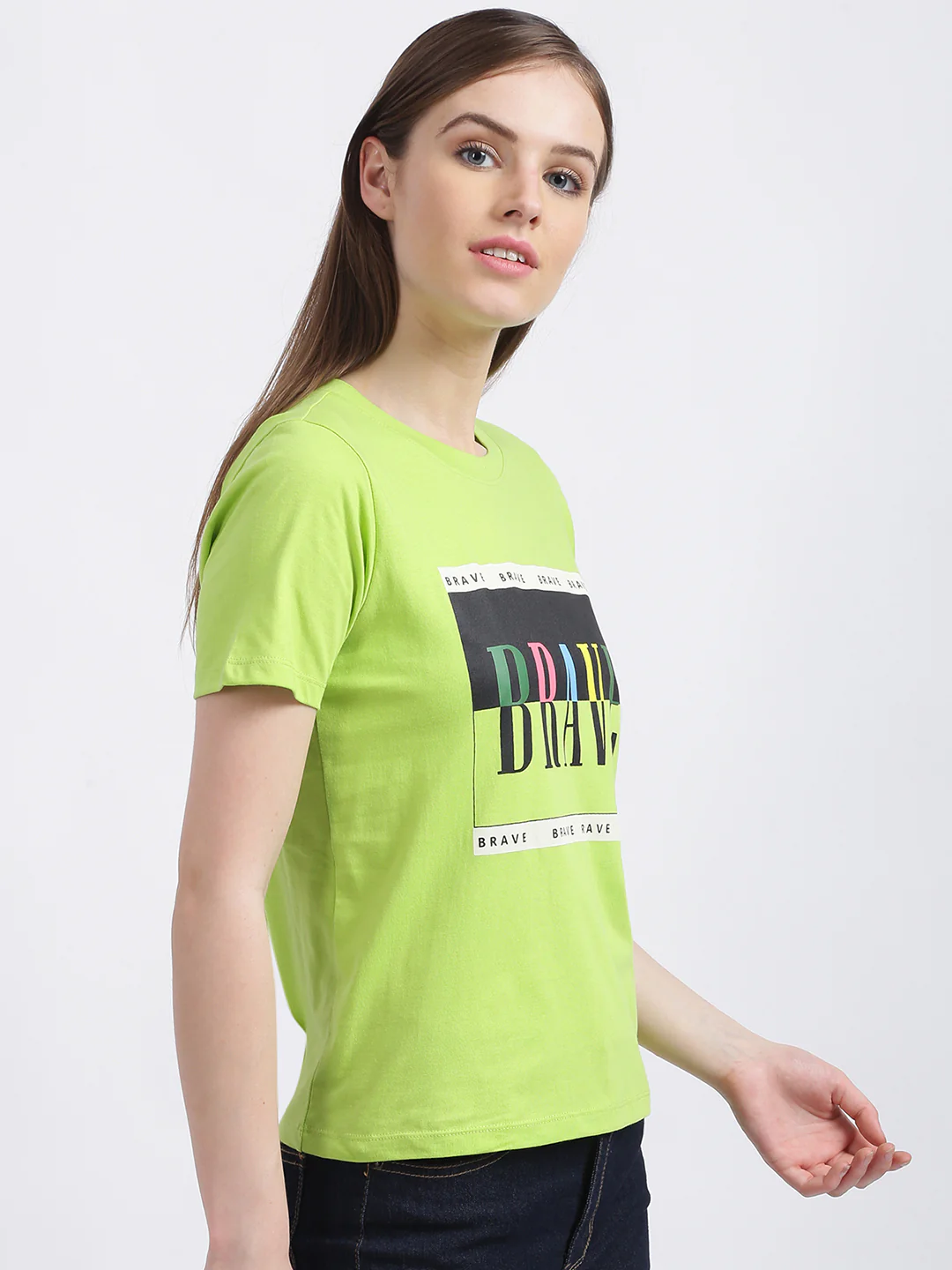 Green Solid Regular T-Shirt - Image 3