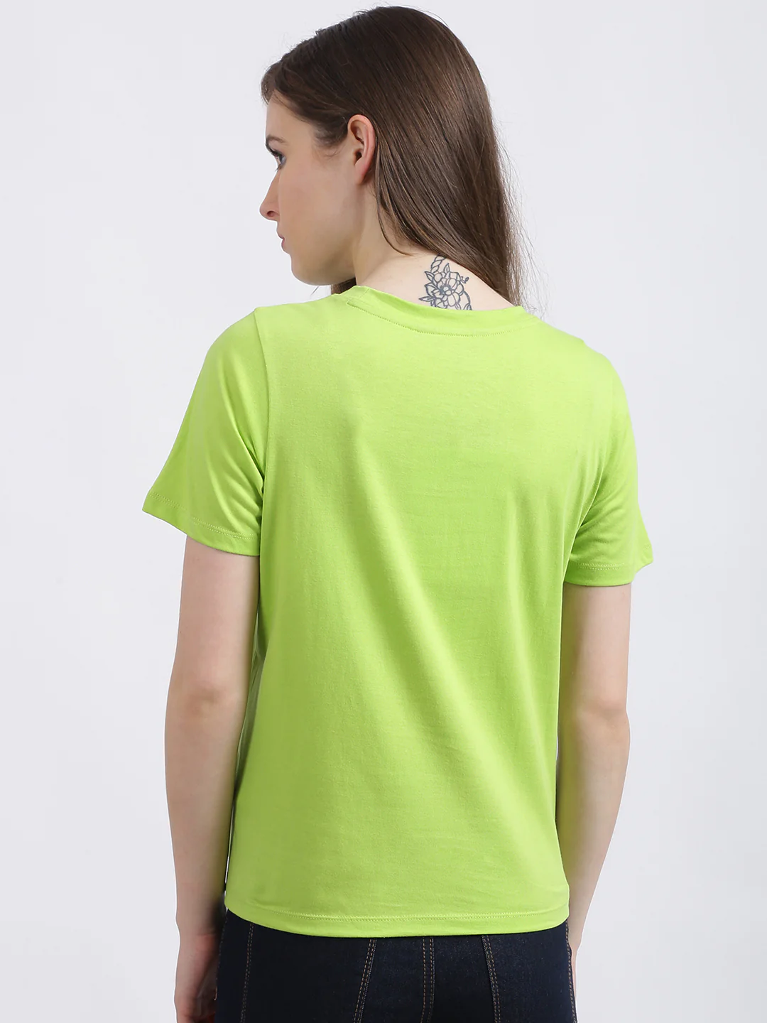Green Solid Regular T-Shirt - Image 4