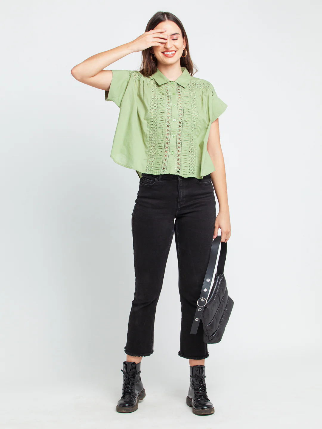 Green Solid Regular Top
