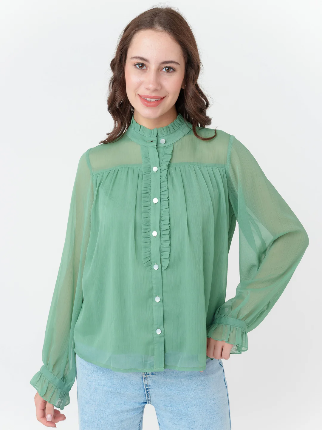 Green Solid Regular Top - Image 2