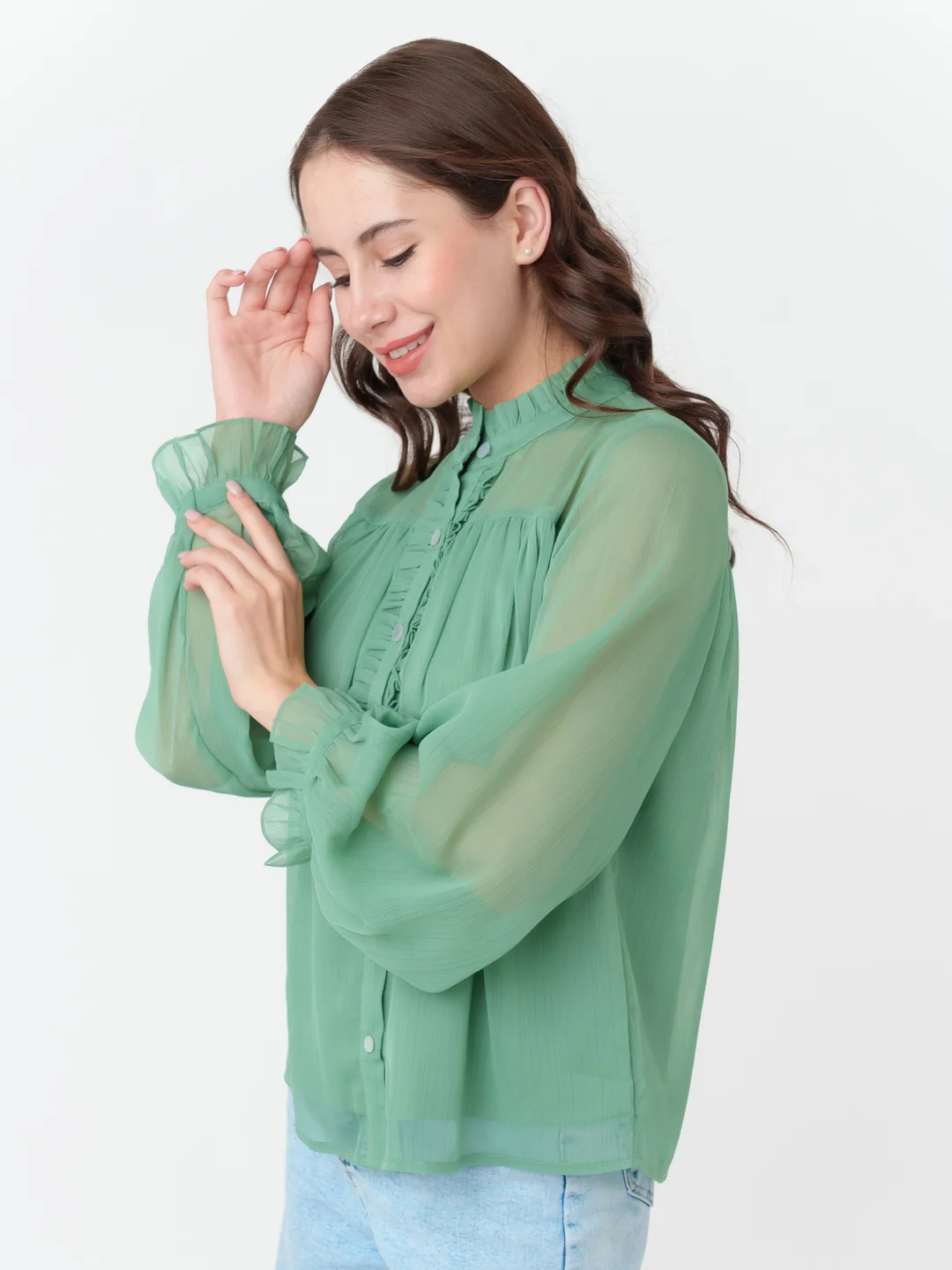 Green Solid Regular Top - Image 3