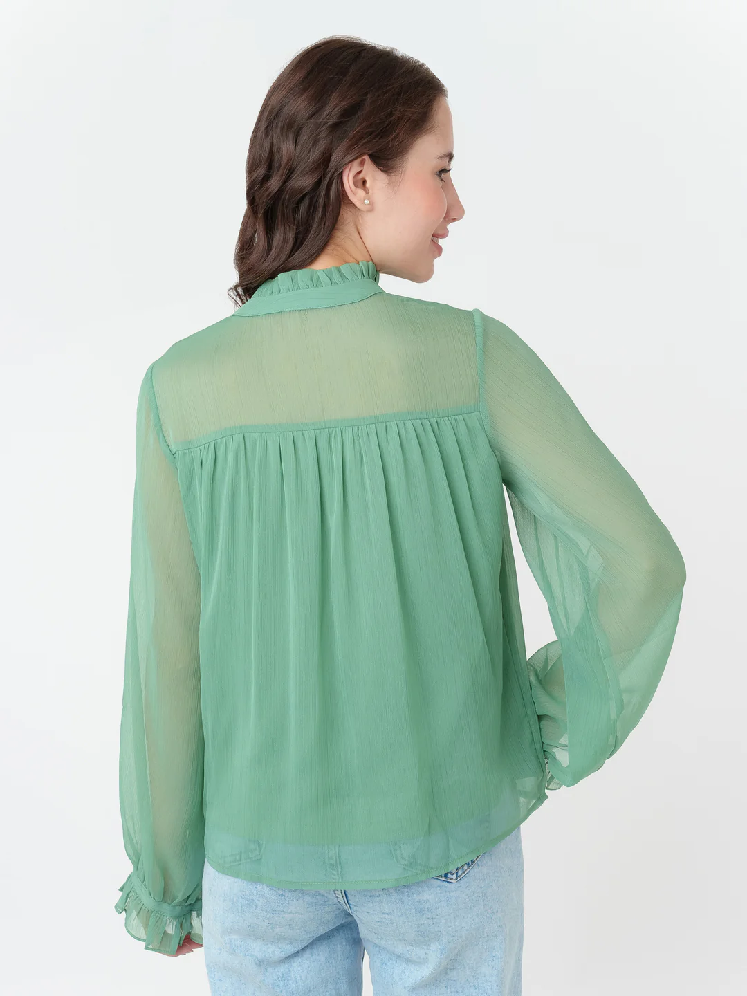 Green Solid Regular Top - Image 4