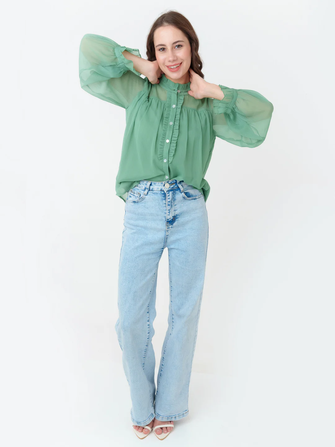 Green Solid Regular Top - Image 5