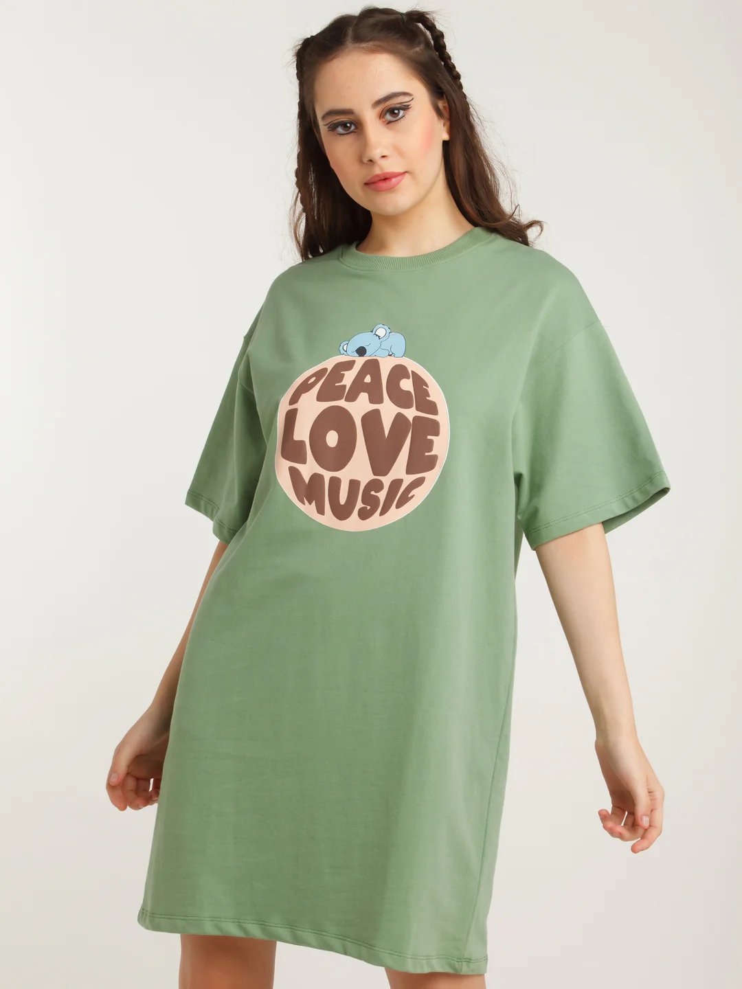 Green Solid Shirt Dress - Image 2