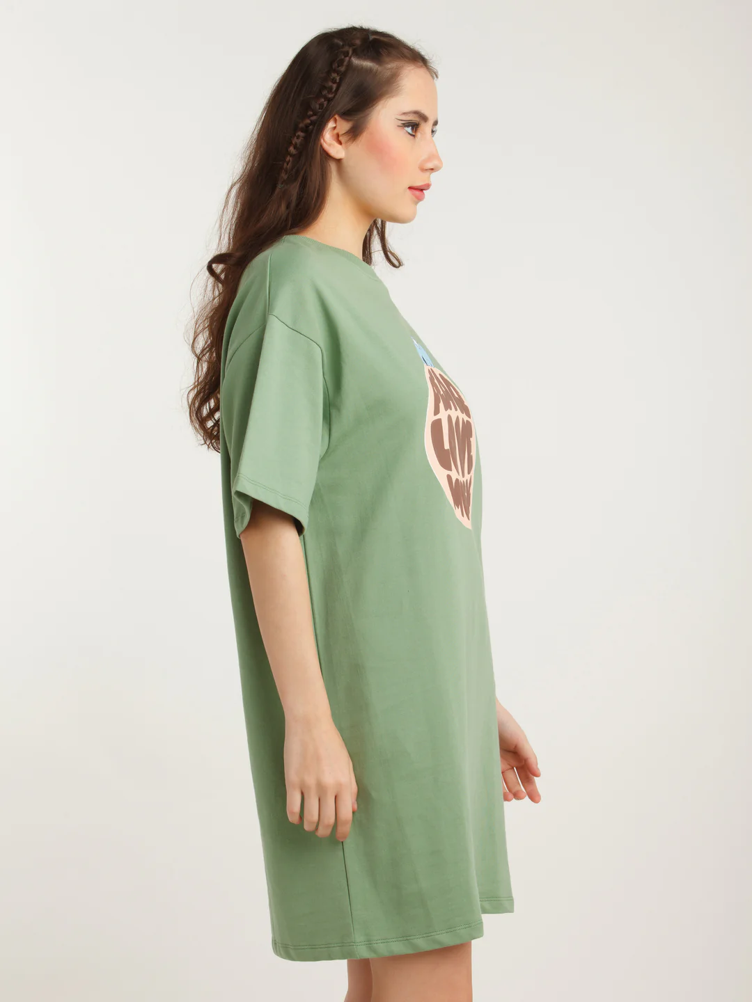 Green Solid Shirt Dress - Image 3