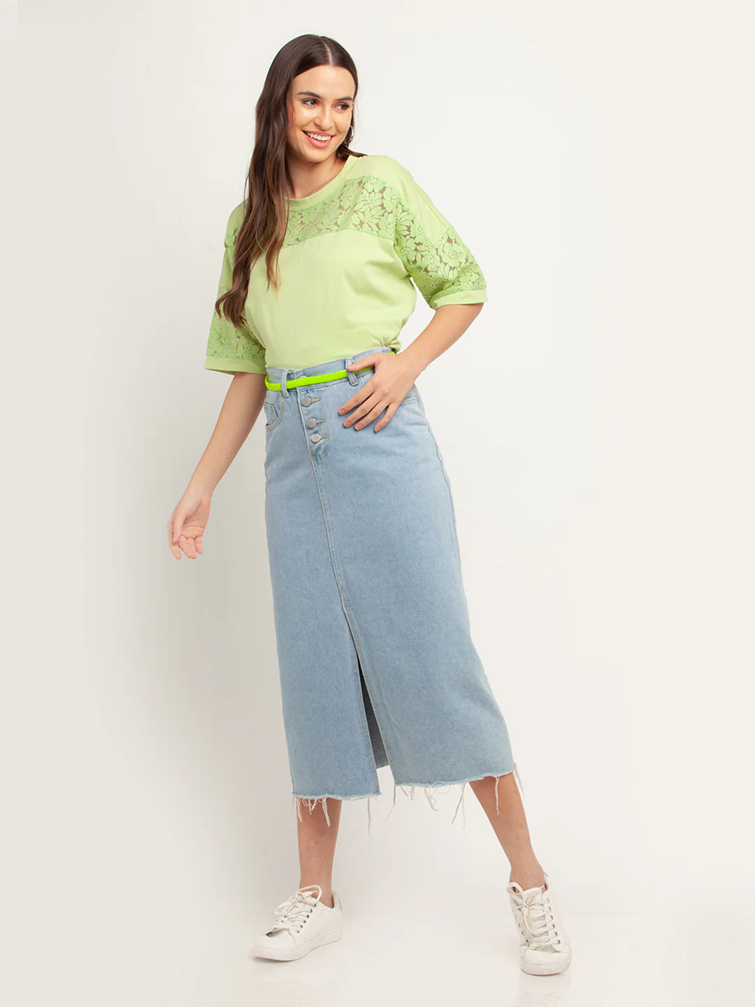 Green Solid Short Sleeves Top