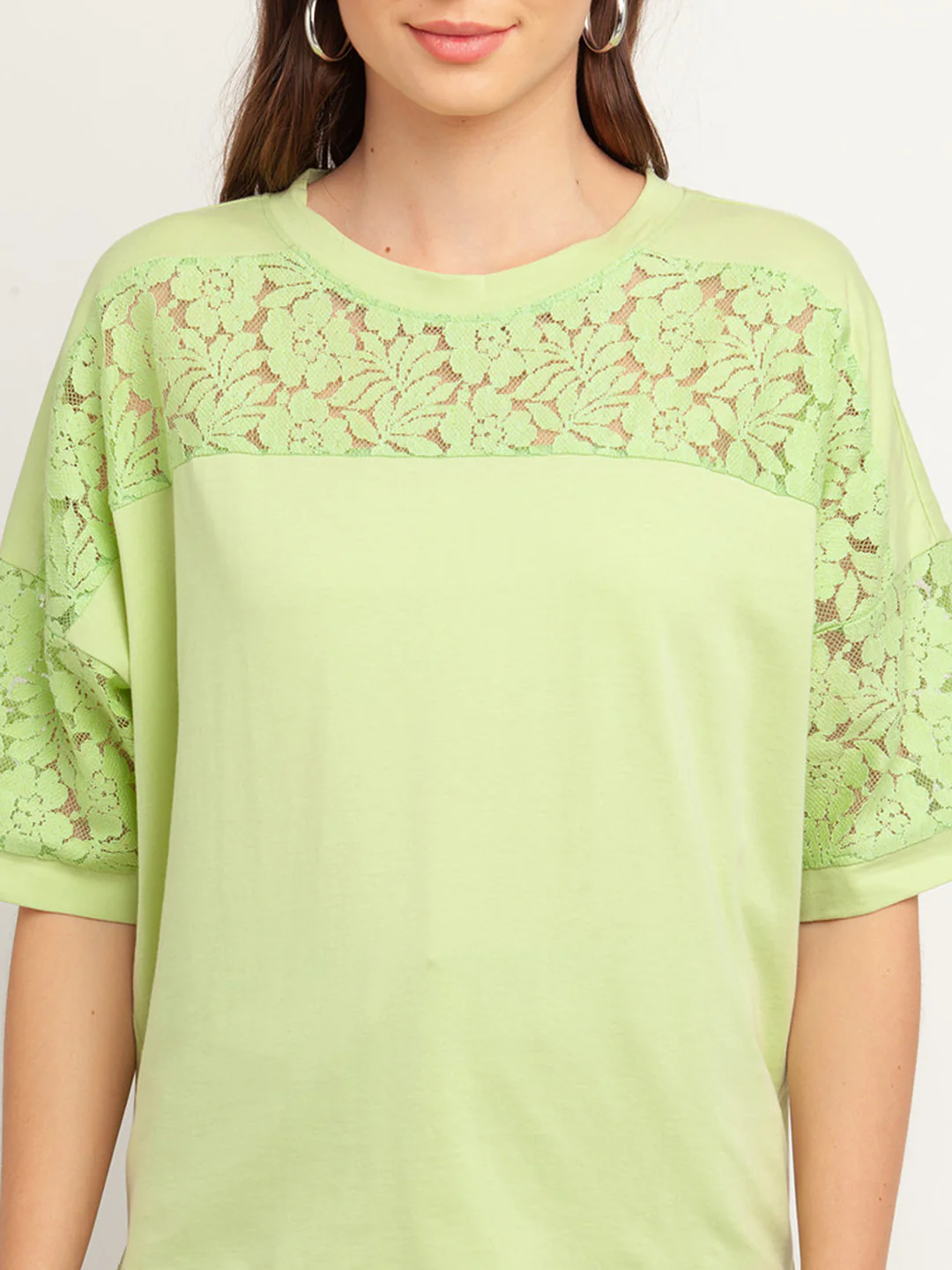 Green Solid Short Sleeves Top - Image 6