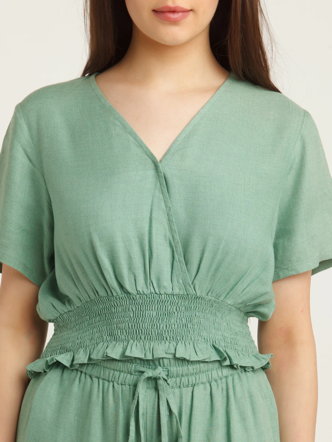 Green Solid Smocking Top - Image 6