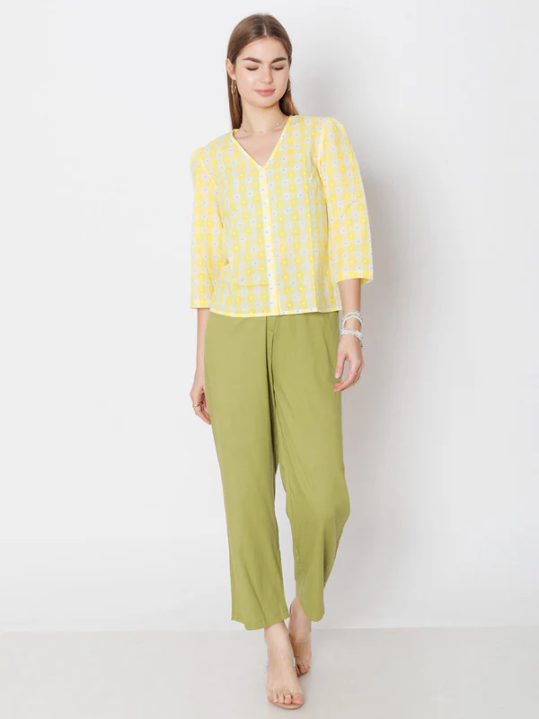 Green Solid Straight Fit Trouser