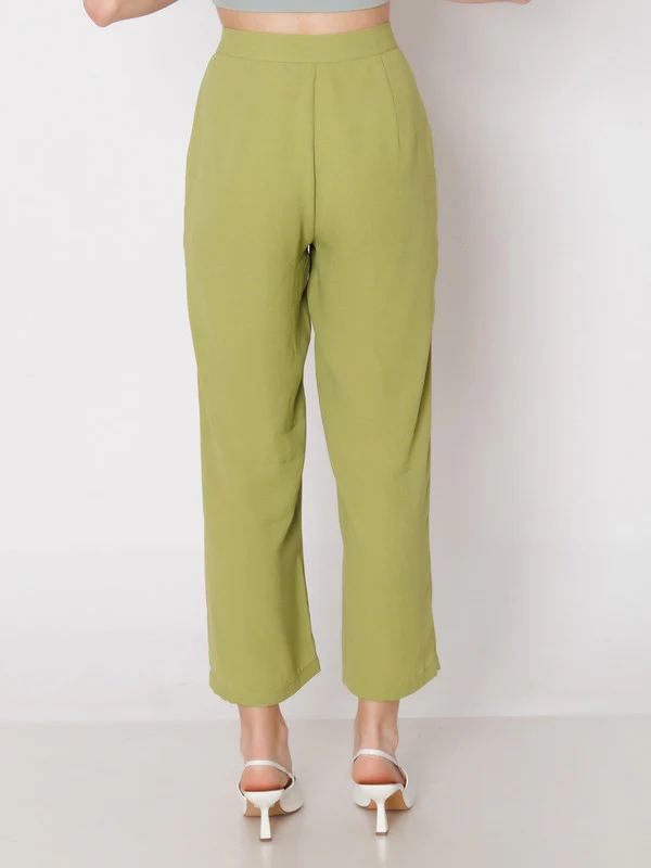 Green Solid Straight Fit Trouser - Image 4