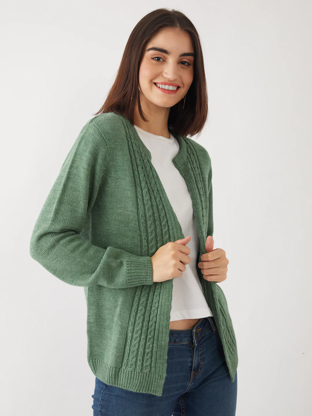 Green Solid Straight Shrug - Image 2
