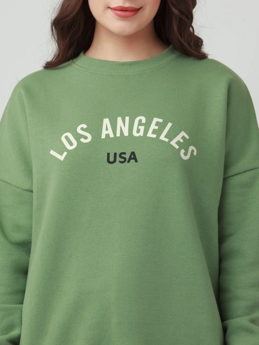Green Solid Straight Sweatshirt - Image 6