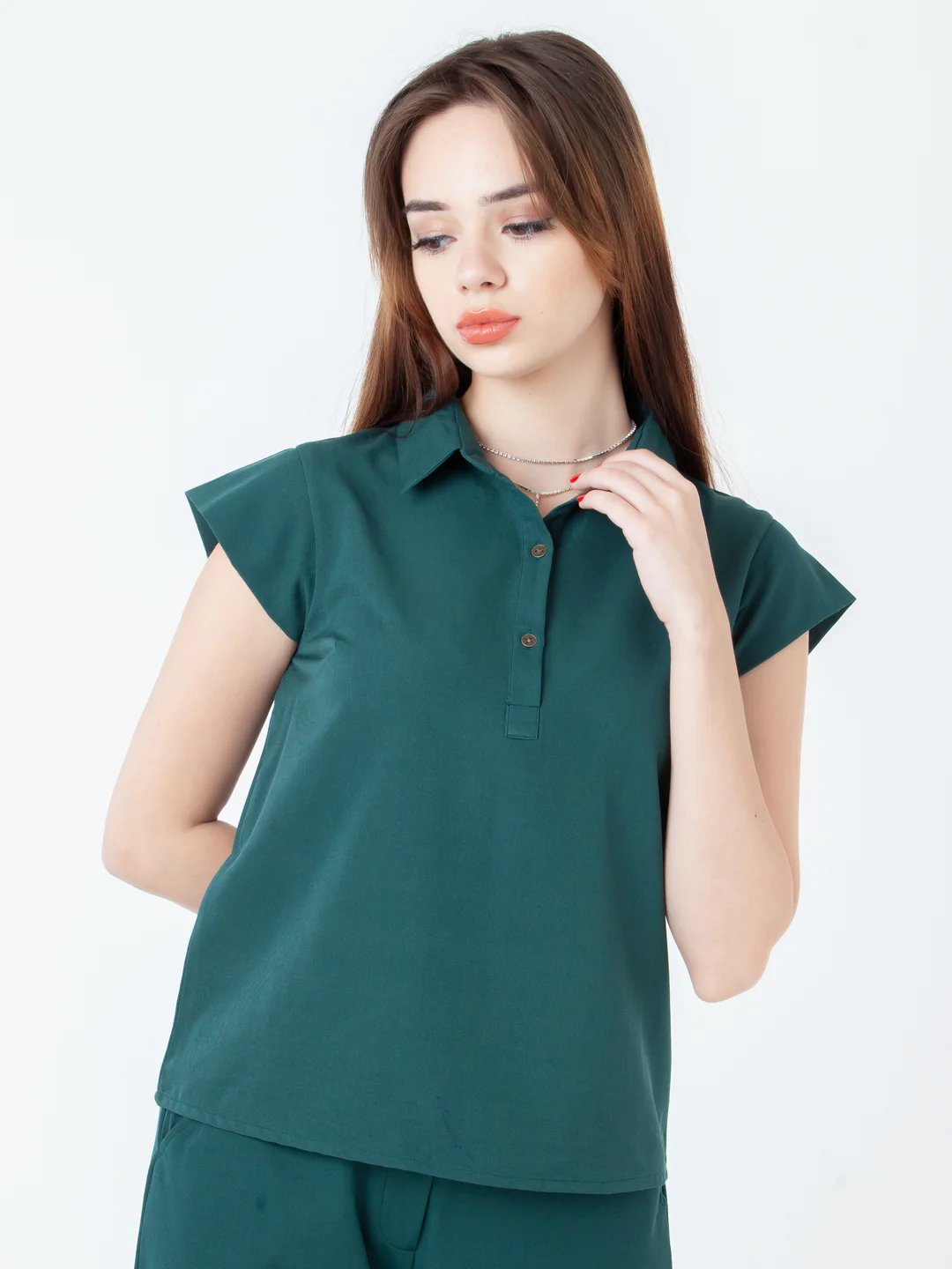 Green Solid Straight Top - Image 2