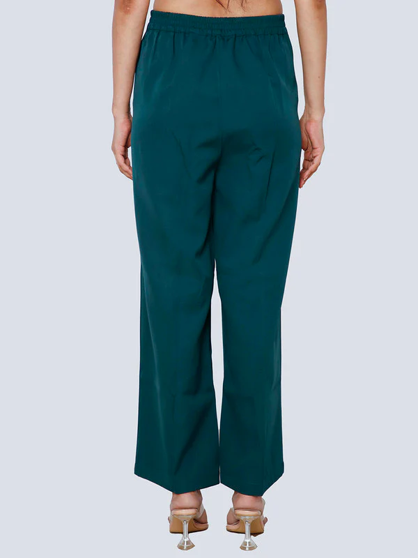 Green Solid Straight Trouser - Image 4