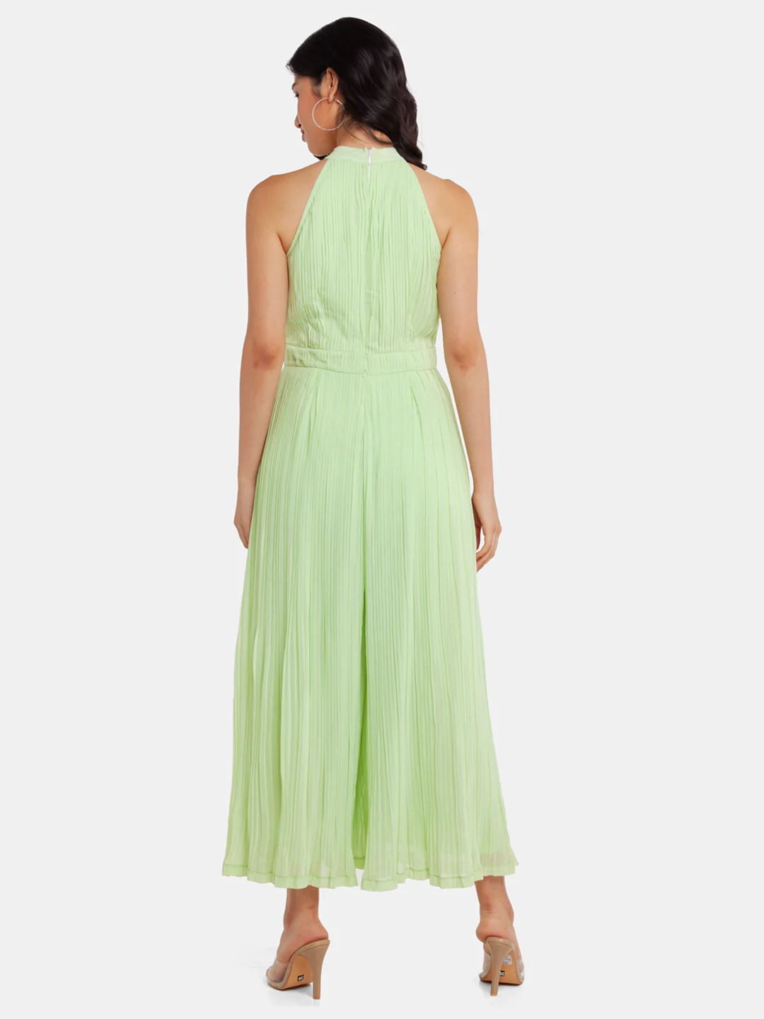 Green Solid Strappy Jumpsuit - Image 4