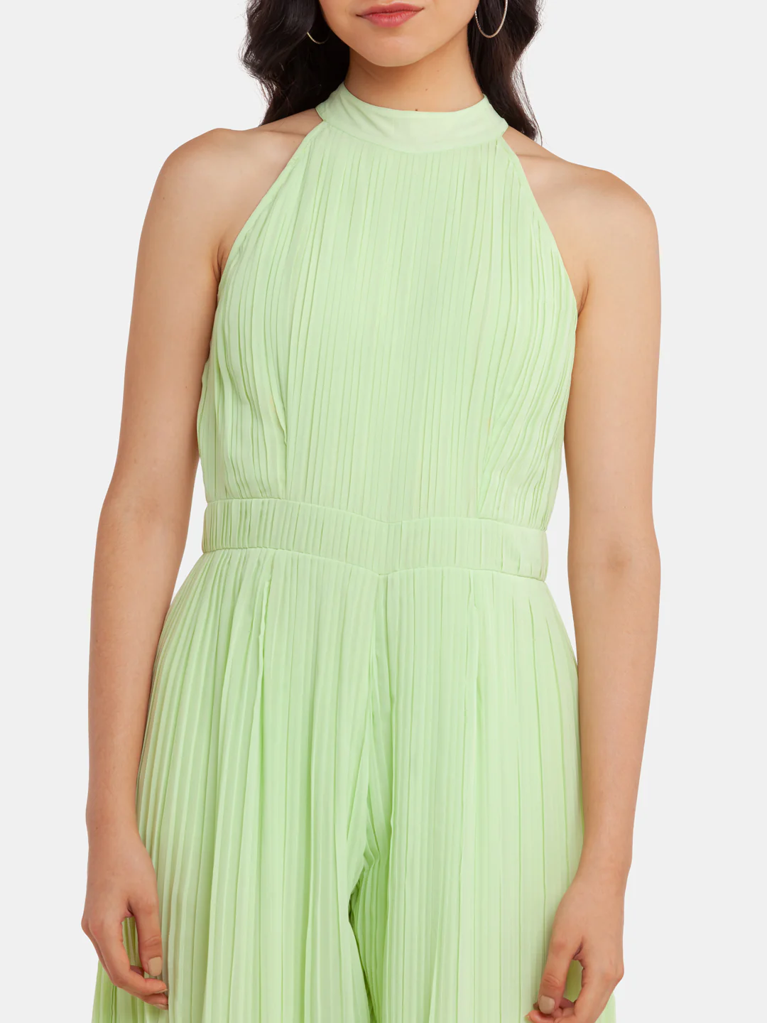 Green Solid Strappy Jumpsuit - Image 6