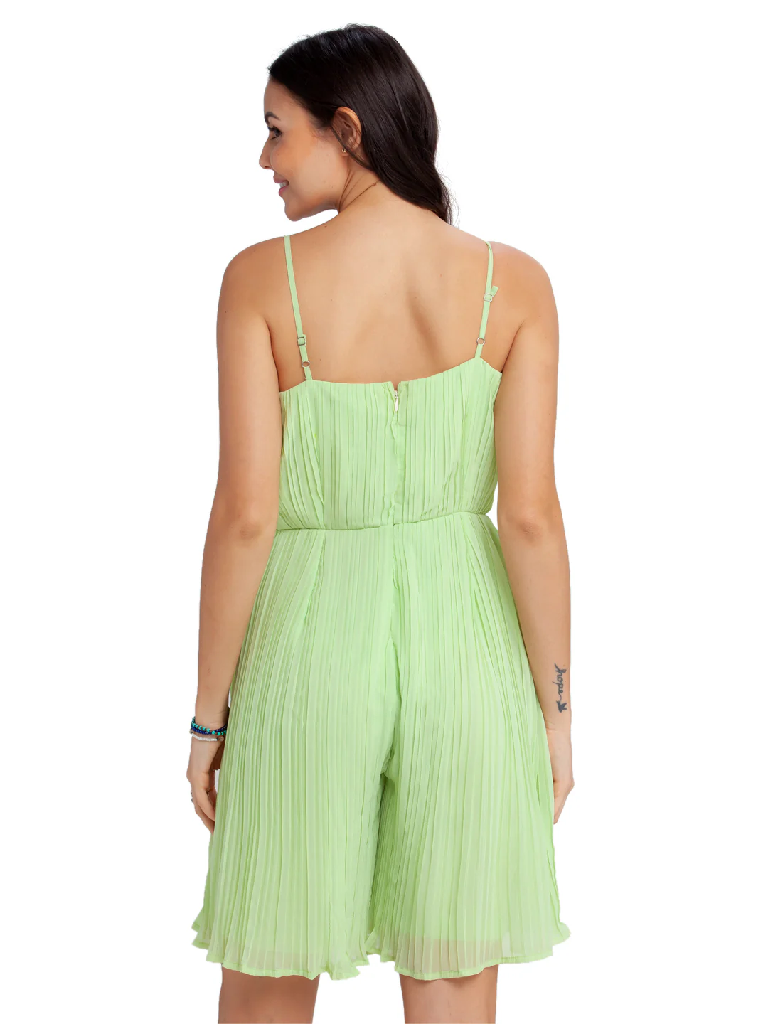 Green Solid Strappy Playsuit - Image 6