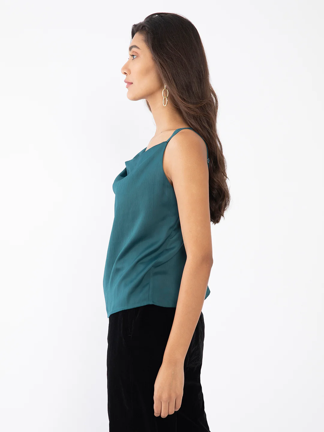 Green Solid Strappy Top - Image 3