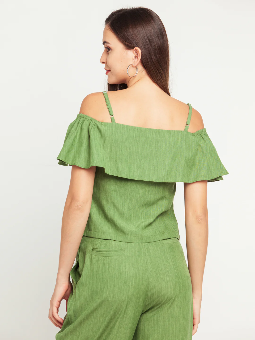 Green Solid Strappy Top - Image 4
