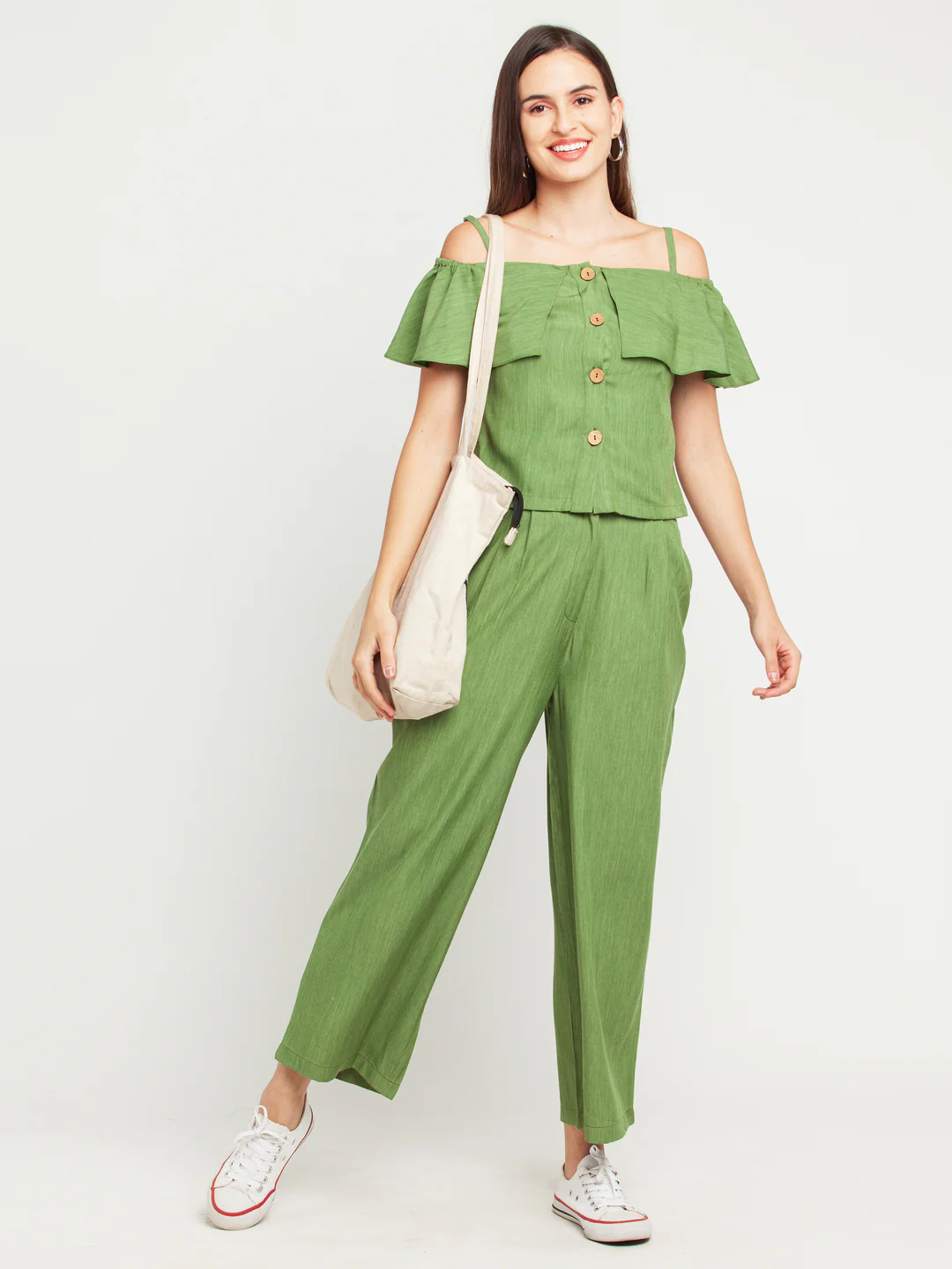 Green Solid Strappy Top - Image 5