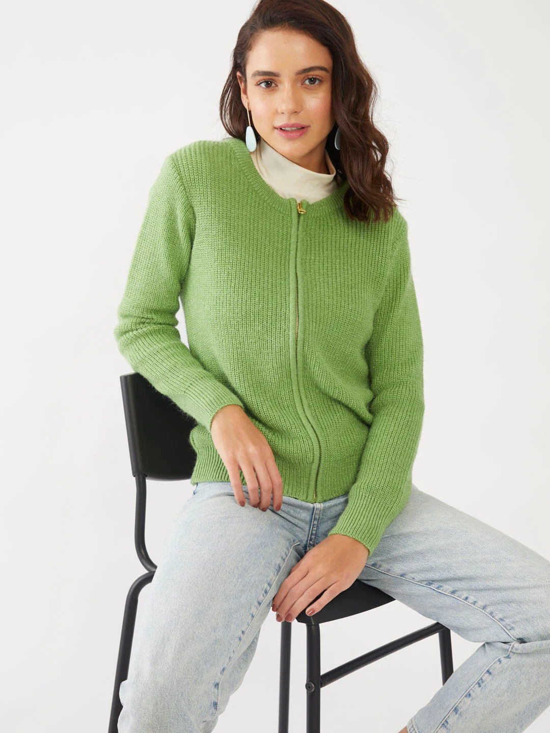 Green Solid Sweater