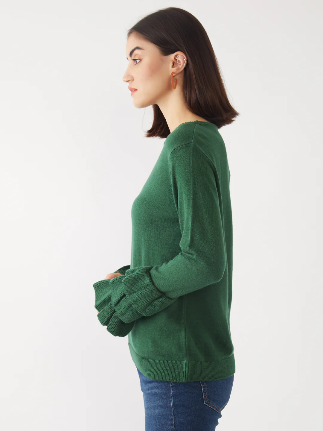 Green Solid Sweater - Image 3