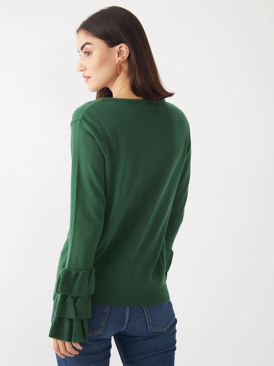 Green Solid Sweater - Image 4