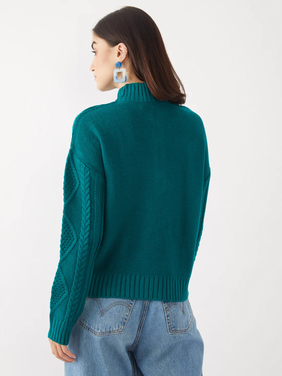 Green Solid Sweater - Image 4